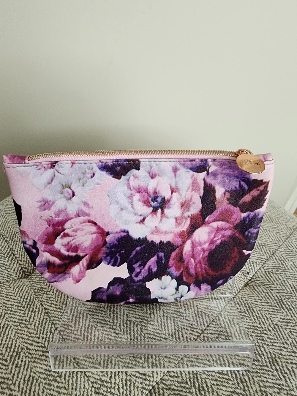 Ipsy Floral Pink & Purple Cosmetic Pouch